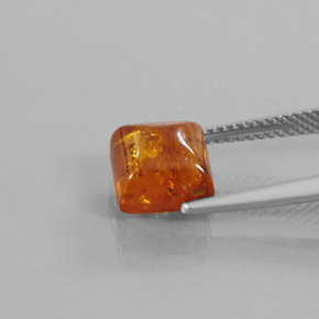 1.32캐럿 천연 옐로우 오렌지 호박, 투명한, 8×8 mm, 투명/반투명