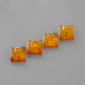 캐럿 천연 옐로우 오렌지 호박 보석, 투명한, 8×8 mm, 투명/반투명