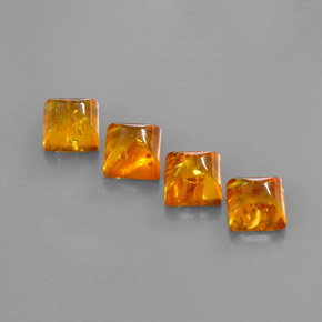 캐럿 천연 옐로우 오렌지 호박 보석, 투명한, 8×8 mm, 투명/반투명