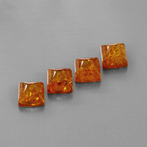캐럿 천연 옐로우 오렌지 호박 보석, 투명한, 8×8 mm, 투명/반투명