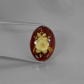 3.92캐럿 천연 옐로우 오렌지 호박, 투명한, 18×13.2 mm, 투명/반투명
