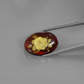 3.92캐럿 천연 옐로우 오렌지 호박, 투명한, 18×13.2 mm, 투명/반투명