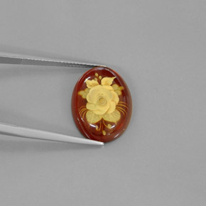 4.09캐럿 천연 옐로우 오렌지 호박, 투명한, 19.2×14.5 mm, 투명/반투명