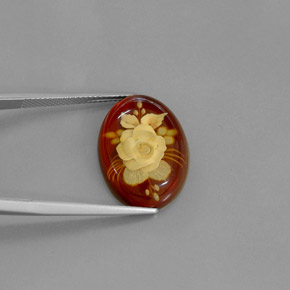 5.43캐럿 천연 옐로우 오렌지 호박, 투명한, 19.8×14.8 mm, 투명/반투명