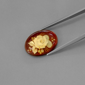 5.43캐럿 천연 옐로우 오렌지 호박, 투명한, 19.8×14.8 mm, 투명/반투명