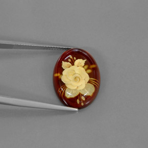 5.59캐럿 천연 옐로우 오렌지 호박, 투명한, 19.7×14.8 mm, 투명/반투명