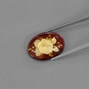 5.59캐럿 천연 옐로우 오렌지 호박, 투명한, 19.7×14.8 mm, 투명/반투명