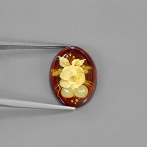 5.62캐럿 천연 옐로우 오렌지 호박, 투명한, 19.8×14.7 mm, 투명/반투명