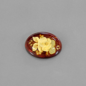 5.62캐럿 천연 옐로우 오렌지 호박, 투명한, 19.8×14.7 mm, 투명/반투명