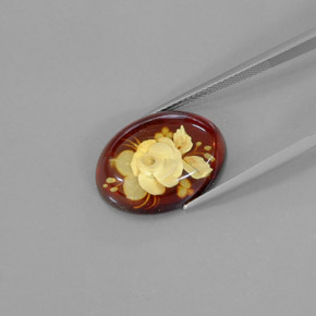 5.62캐럿 천연 옐로우 오렌지 호박, 투명한, 19.8×14.7 mm, 투명/반투명