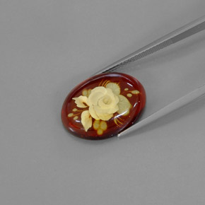 5.58캐럿 천연 옐로우 오렌지 호박, 투명한, 19.9×14.8 mm, 투명/반투명