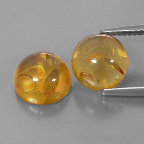 캐럿 천연 옐로우 오렌지 호박 보석, 투명한, 9.60 mm, 투명/반투명