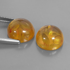 캐럿 천연 옐로우 오렌지 호박 보석, 투명한, 9.60 mm, 투명/반투명