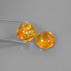 캐럿 천연 옐로우 오렌지 호박 보석, 투명한, 9.60 mm, 투명/반투명