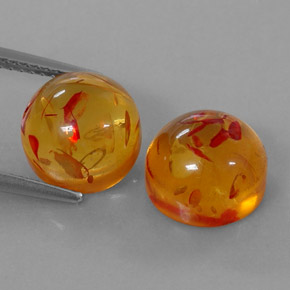 캐럿 천연 옐로우 오렌지 호박 보석, 투명한, 9.53 mm, 투명/반투명