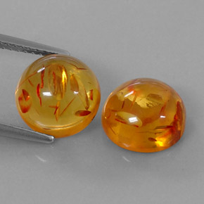 캐럿 천연 옐로우 오렌지 호박 보석, 투명한, 9.57 mm, 투명/반투명