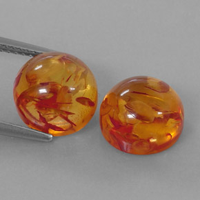 캐럿 천연 옐로우 오렌지 호박 보석, 투명한, 9.53 mm, 투명/반투명