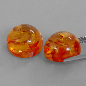 캐럿 천연 옐로우 오렌지 호박 보석, 투명한, 9.53 mm, 투명/반투명
