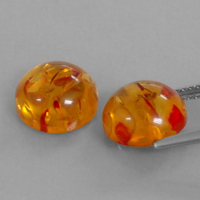 캐럿 천연 옐로우 오렌지 호박 보석, 투명한, 9.41 mm, 투명/반투명