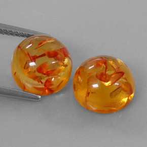 캐럿 천연 옐로우 오렌지 호박 보석, 투명한, 9.50 mm, 투명/반투명