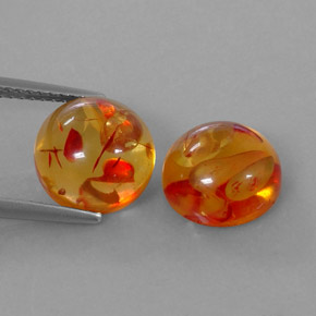 캐럿 천연 옐로우 오렌지 호박 보석, 투명한, 9.59 mm, 투명/반투명