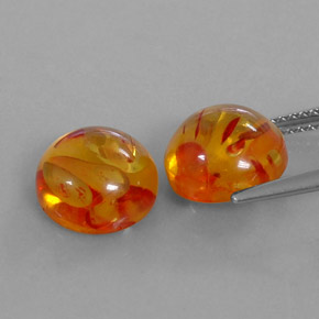캐럿 천연 옐로우 오렌지 호박 보석, 투명한, 9.59 mm, 투명/반투명