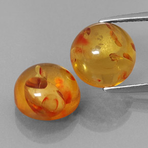 캐럿 천연 옐로우 오렌지 호박 보석, 투명한, 9.53 mm, 투명/반투명