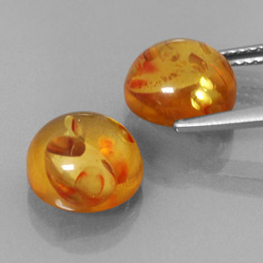 캐럿 천연 옐로우 오렌지 호박 보석, 투명한, 9.53 mm, 투명/반투명