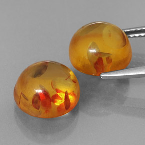 캐럿 천연 옐로우 오렌지 호박 보석, 투명한, 9.58 mm, 투명/반투명
