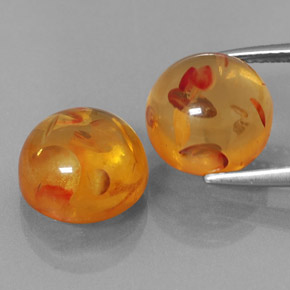 캐럿 천연 옐로우 오렌지 호박 보석, 투명한, 9.54 mm, 투명/반투명