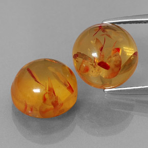 캐럿 천연 옐로우 오렌지 호박 보석, 투명한, 9.47 mm, 투명/반투명