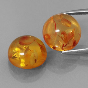 캐럿 천연 옐로우 오렌지 호박 보석, 투명한, 9.62 mm, 투명/반투명