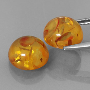 캐럿 천연 옐로우 오렌지 호박 보석, 투명한, 9.62 mm, 투명/반투명