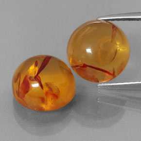 캐럿 천연 옐로우 오렌지 호박 보석, 투명한, 9.50 mm, 투명/반투명