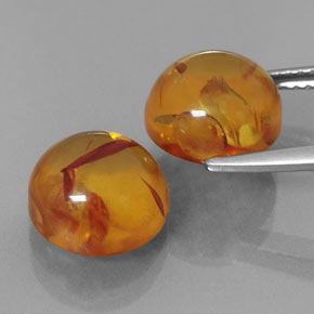 캐럿 천연 옐로우 오렌지 호박 보석, 투명한, 9.50 mm, 투명/반투명