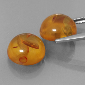 캐럿 천연 옐로우 오렌지 호박 보석, 투명한, 9.53 mm, 투명/반투명