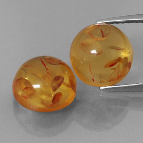 캐럿 천연 옐로우 오렌지 호박 보석, 투명한, 9.66 mm, 투명/반투명