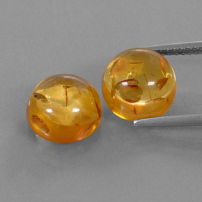 캐럿 천연 옐로우 오렌지 호박 보석, 투명한, 9.48 mm, 투명/반투명