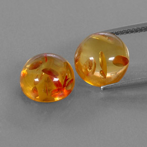캐럿 천연 옐로우 오렌지 호박 보석, 투명한, 9.64 mm, 투명/반투명