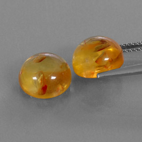 캐럿 천연 옐로우 오렌지 호박 보석, 투명한, 9.60 mm, 투명/반투명