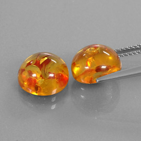 캐럿 천연 옐로우 오렌지 호박 보석, 투명한, 9.49 mm, 투명/반투명