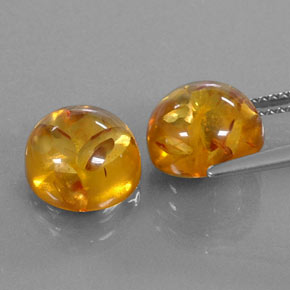 캐럿 천연 옐로우 오렌지 호박 보석, 투명한, 9.64 mm, 투명/반투명