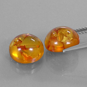 캐럿 천연 옐로우 오렌지 호박 보석, 투명한, 9.42 mm, 투명/반투명