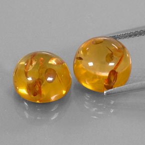 캐럿 천연 옐로우 오렌지 호박 보석, 투명한, 9.66 mm, 투명/반투명