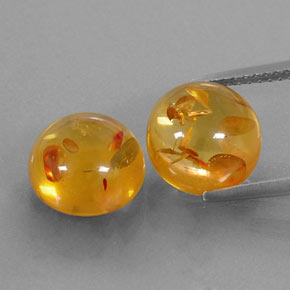 캐럿 천연 옐로우 오렌지 호박 보석, 투명한, 9.56 mm, 투명/반투명