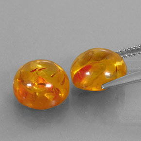 캐럿 천연 옐로우 오렌지 호박 보석, 투명한, 9.51 mm, 투명/반투명