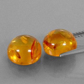 캐럿 천연 옐로우 오렌지 호박 보석, 투명한, 9.43 mm, 투명/반투명