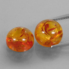 캐럿 천연 옐로우 오렌지 호박 보석, 투명한, 9.60 mm, 투명/반투명