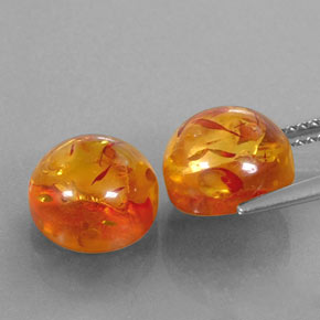캐럿 천연 옐로우 오렌지 호박 보석, 투명한, 9.60 mm, 투명/반투명