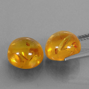 캐럿 천연 옐로우 오렌지 호박 보석, 투명한, 9.64 mm, 투명/반투명